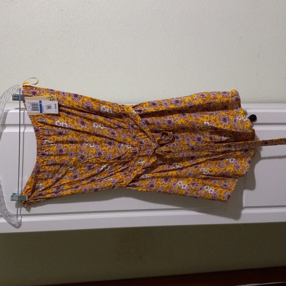 Yellow Romper Purple & White Flowers